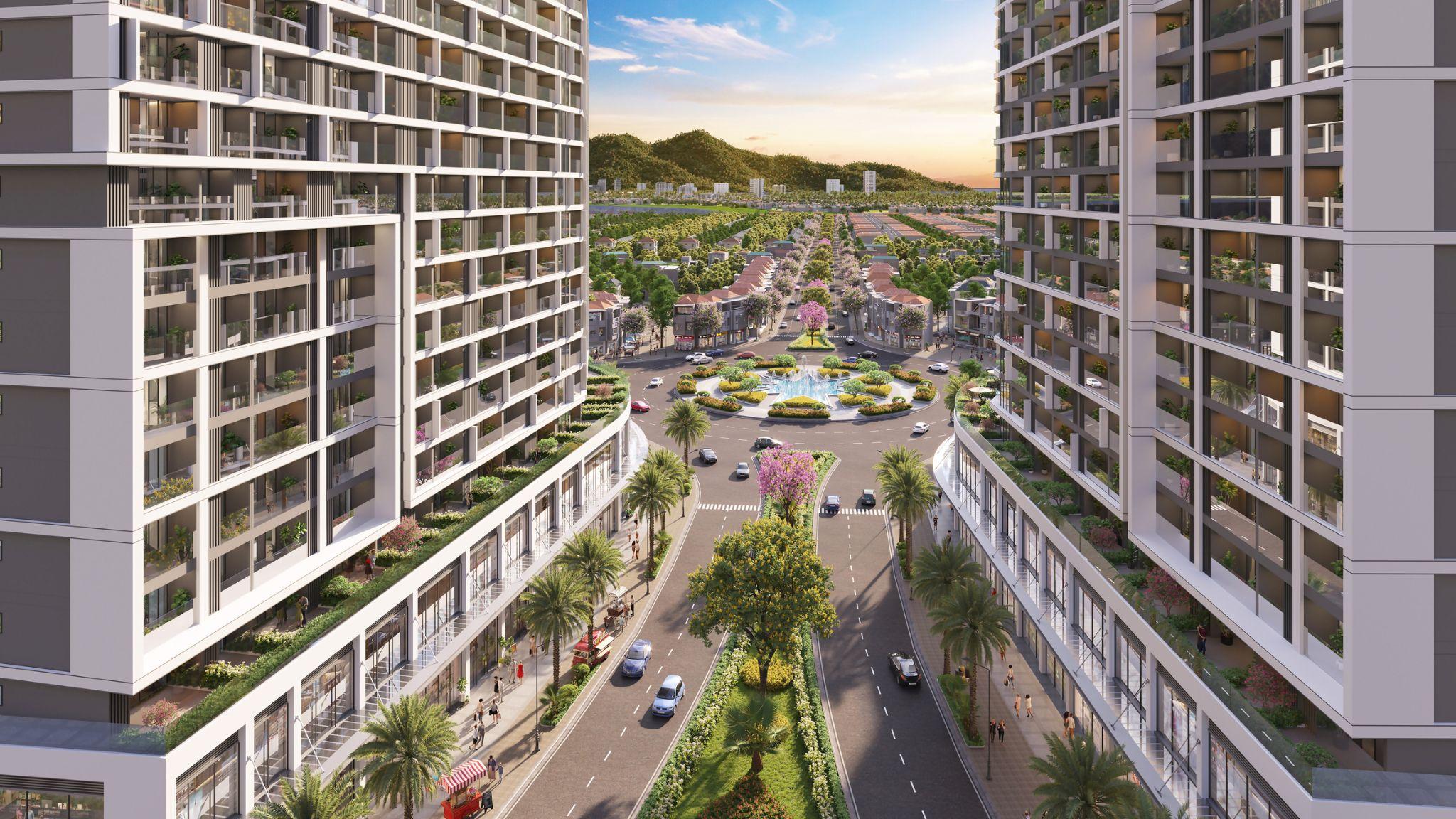 Nhờ vị trí đắc địa, shophouse khối đế Sun Group hưởng lợi kép khi đón trọn luồng khách vãng lai và cư dân nội khu. Ảnh minh hoạ: Sun Property.