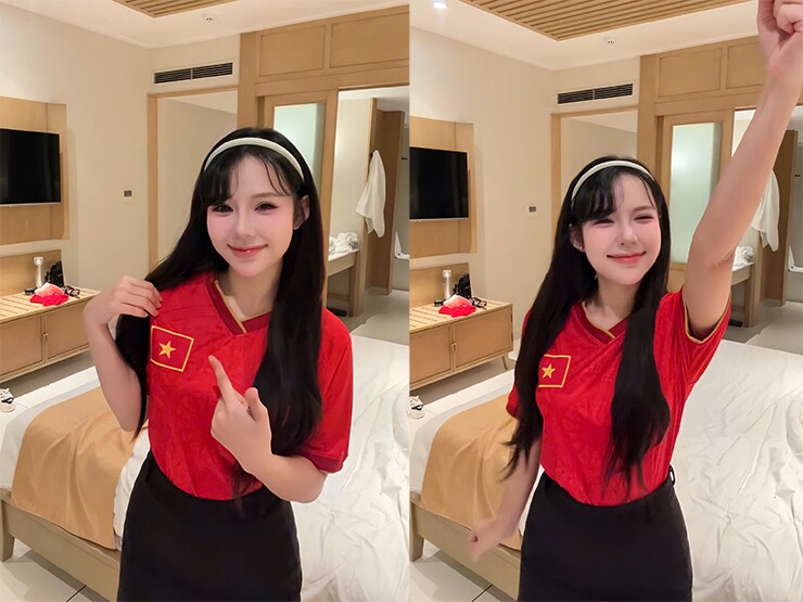 Trọng tài bi-a Diễm Quỳnh ăn mừng