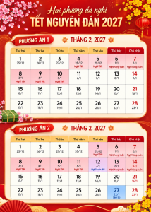 Dự kiến các ngày nghỉ lễ, Tết năm 2027