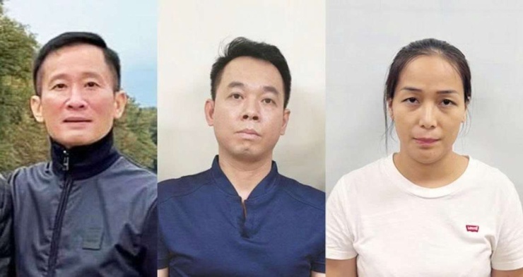 Các bị can Bùi Chân Phương, Hà Văn Nam và Trần Thị Hồng Hạnh (từ trái qua). Ảnh: BCA.