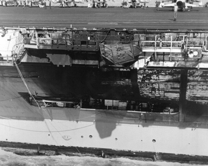 Hình ảnh về thiệt hại mà tàu sân bay John F. Kennedy. Ảnh Warhistoryonline