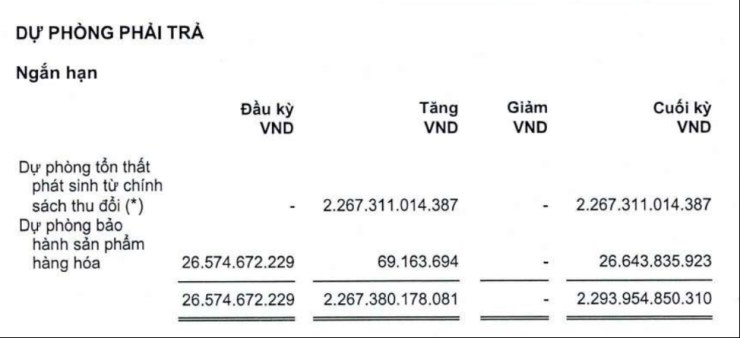 Hàng nghìn tỷ đồng được trích lập cho tổn thất. Ảnh: Trích BCTC