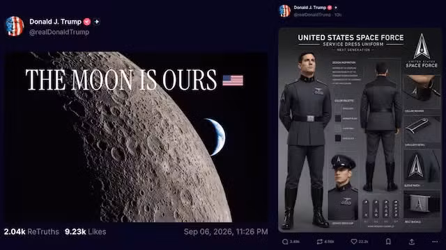 Tổng thống Trump tuyên bố mặt trăng thuộc về Mỹ, Nhà Trắng tung video AI ông Trump hoá siêu anh hùng