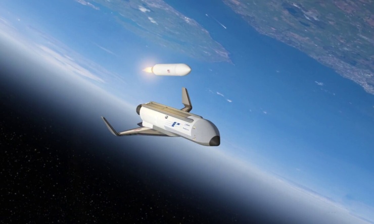 Đồ họa mô phỏng máy bay vũ trụ phóng tên lửa trong không gian. Đồ họa: DARPA