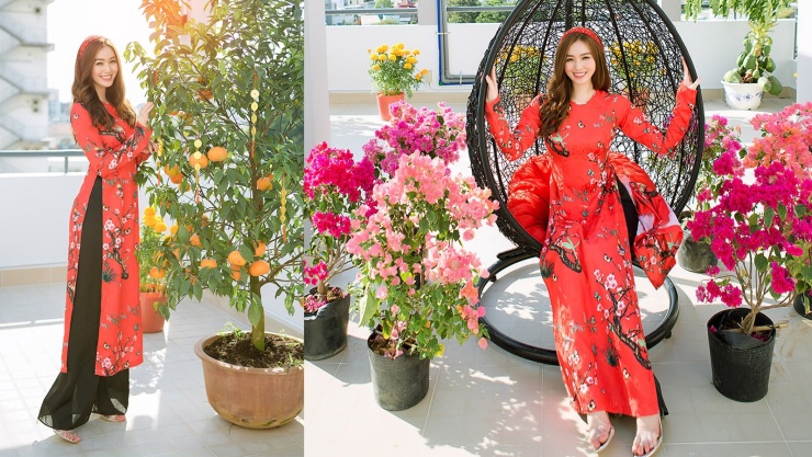 Vào những dịp Tết đến, sân thượng cũng có thể trở thành nơi "sống ảo" với những bộ ảnh áo dài của người đẹp.