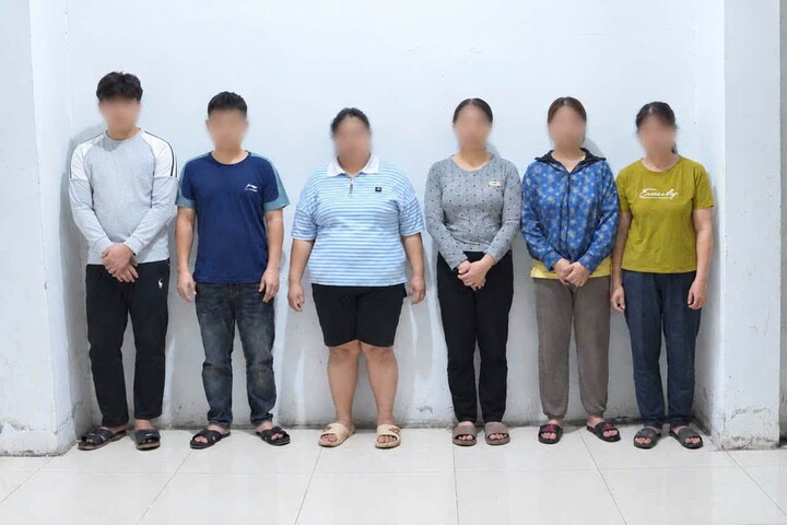 6 bị can tại cơ quan công an. (Ảnh: Công an tỉnh Phú Thọ)