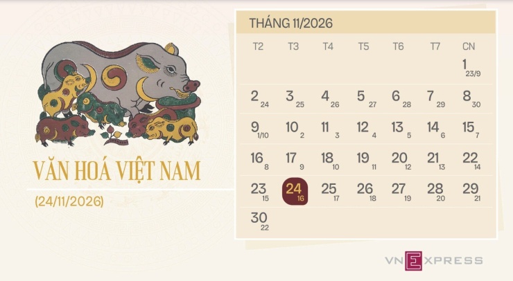 Kỳ nghỉ lễ Văn hóa Việt Nam năm nay dự kiến một ngày 24/11. Đồ họa: Tạ Lư