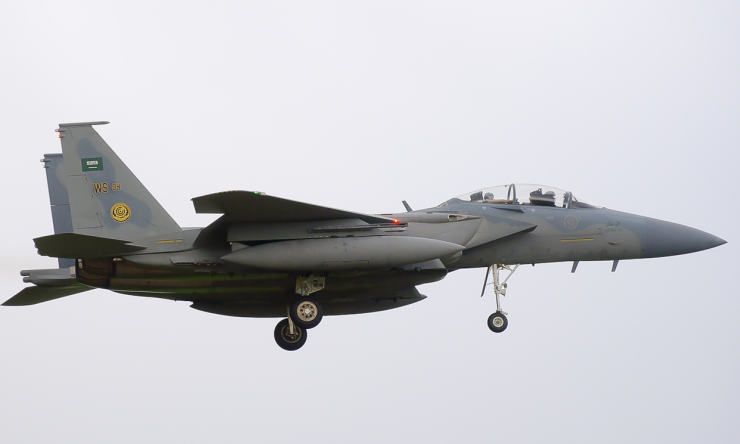 Tiêm kích F-15SA Arab Saudi bay tại Tây Ban Nha hồi năm 2022. Ảnh: Airliners
