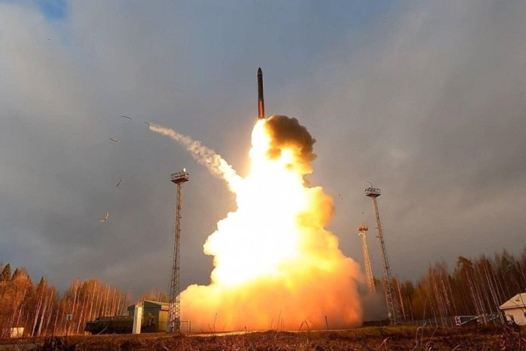 Một vụ phóng tên lửa đạn đạo liên lục địa RS-24 Yars, nền tảng cho tên lửa đạn đạo tầm trung Oreshnik. (Nguồn: Truyền thông Nga)