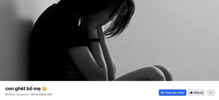 Nhóm "con ghét bố mẹ" trên mạng xã hội. Ảnh chụp màn hình