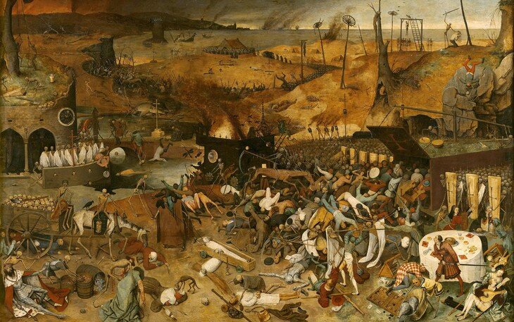 Bức họa "Sự Chiến Thắng Của Cái Chết" được danh họa Hà Lan Pieter Bruegel the Elder vẽ trong giai đoạn 1562–1563 mô tả chân thực sự tàn khốc của thảm họa "Cái chết Đen" 