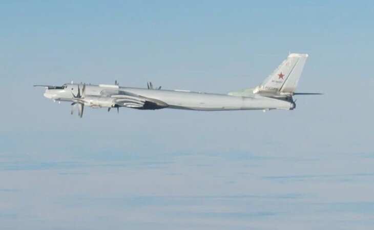 Máy bay ném bom Tu-95 của Nga trên biển Bering, ngày 18/2/2025. (Ảnh: Bộ Quốc phòng Mỹ)
