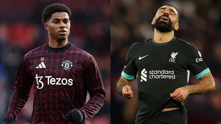 Rashford (bên trái) và Salah sa sút rõ rệt sau mùa giải thăng hoa