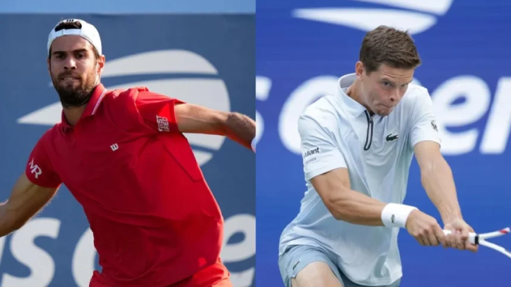 Khachanov (bên trái) đấu “ngựa ô” Blockx (bên phải)