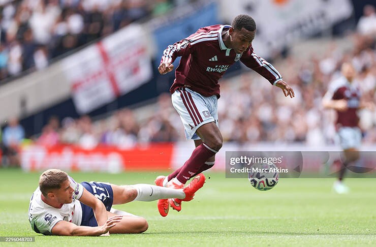 Tottenham (áo trắng) và Aston Villa thi đấu quyết tâm