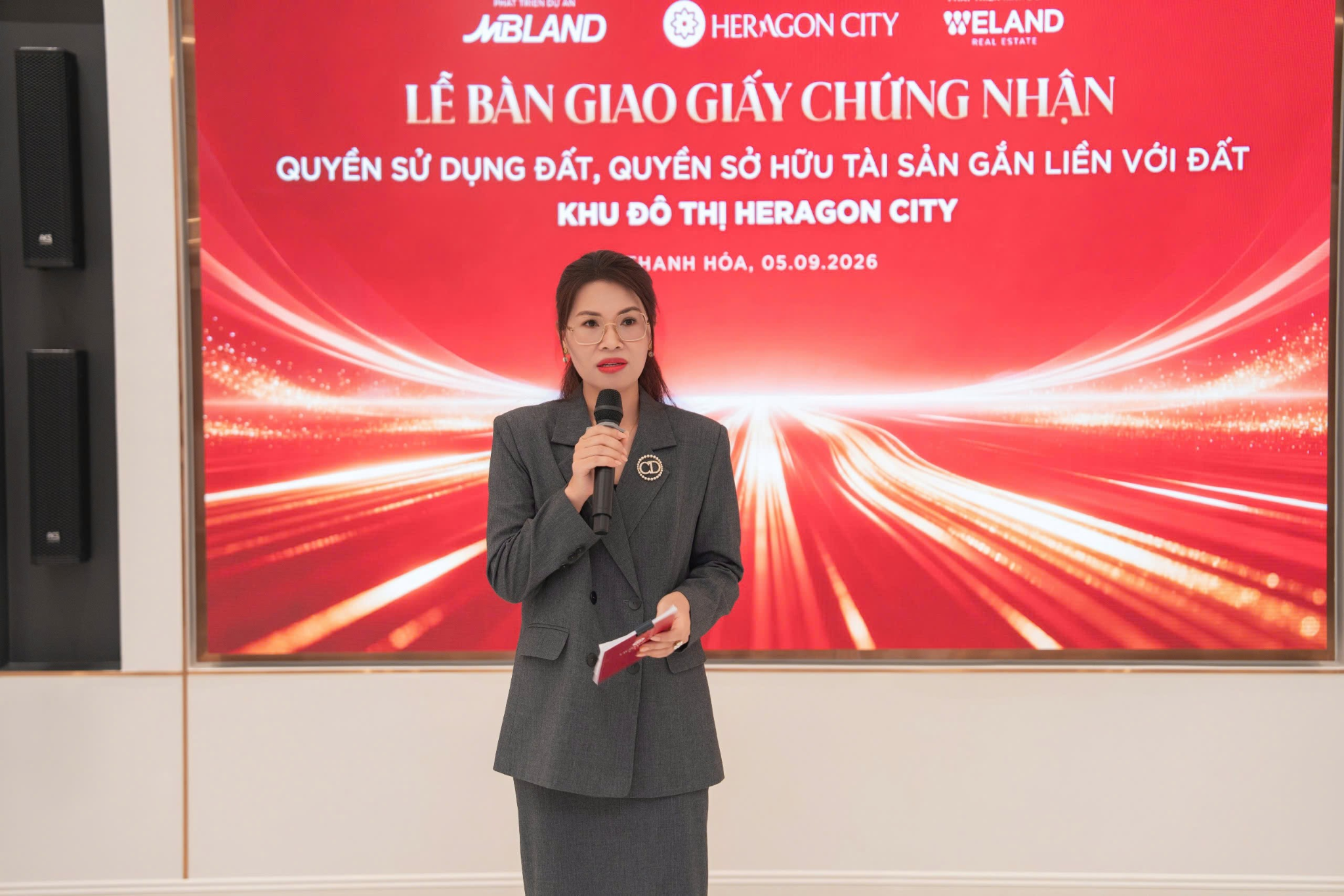 Bà Nguyễn Thị Xuyên, Giám đốc Ban Kinh doanh - Tổng công ty MBLand, phát biểu tại sự kiện