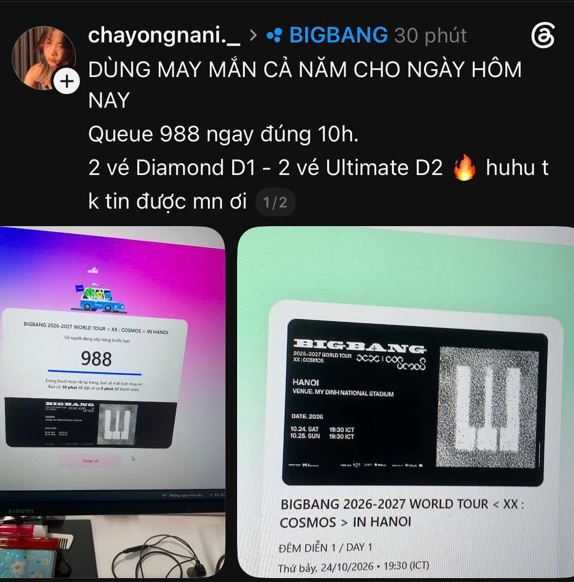 Các fan BIGBANG chia sẻ niềm vui sau khi mua được vé cho đêm diễn tại Hà Nội.