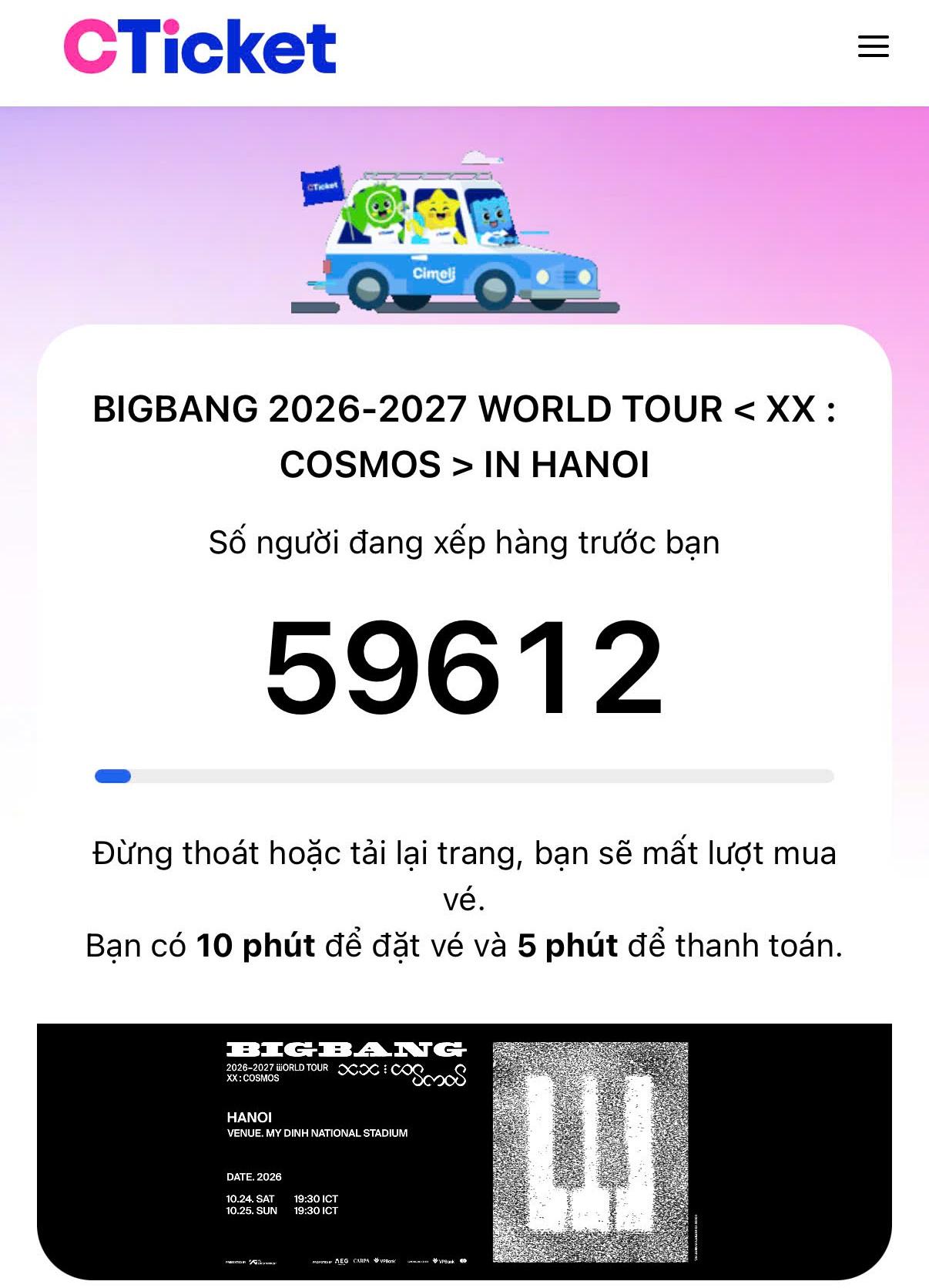Đã có khoảng 60.000 người hâm mộ xếp hàng chờ mua vé trong sáng 13/8