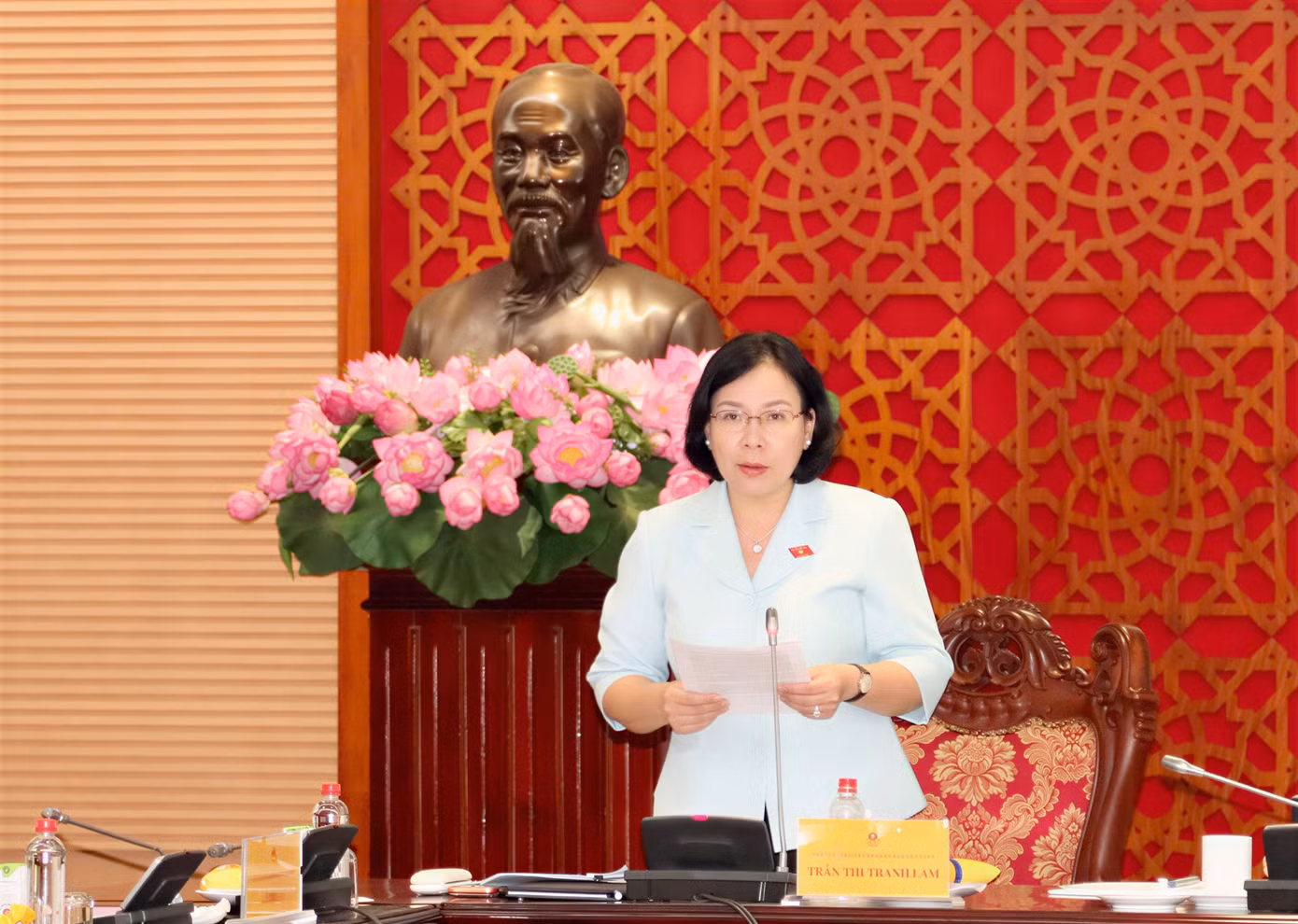 Phó Chủ nhiệm Ủy ban Văn hóa và Xã hội Trần Thị Thanh Lam tại phiên họp. Ảnh: PV.