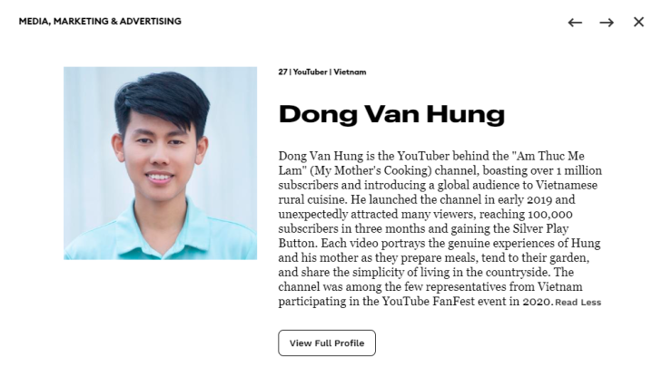 Đồng Văn Hùng được tạp chí Forbes đưa vào danh sách 30 Under 30 Asia ở lĩnh vực Media