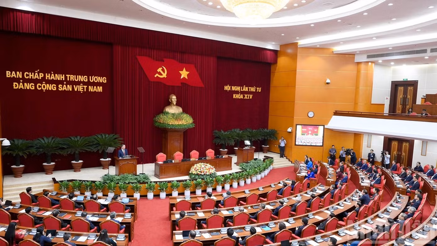 Phiên bế mạc Hội nghị lần thứ tư Ban Chấp hành Trung ương Đảng Cộng sản Việt Nam khóa XIV. Ảnh: Báo Nhân dân