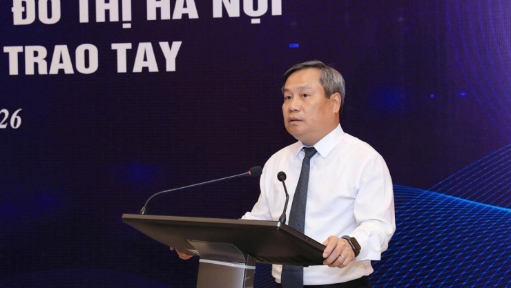 Chủ tịch UBND thành phố Hà Nội Vũ Đại Thắng phát biểu tại lễ ký kết. Ảnh: Viết Thành