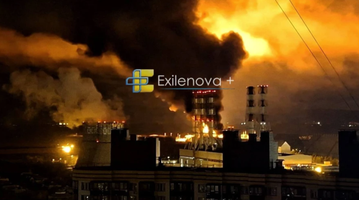 Một đám cháy lớn ở St.Petersburg sau các cuộc tấn công của Ukraine. Ảnh: Exilenova+.