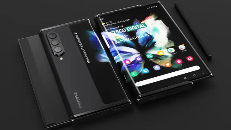 Ảnh mô phỏng thiết bị màn hình cuộn theo bằng sáng chế năm 2021 của Samsung. Ảnh: LetsGoDigital