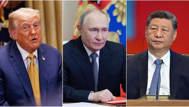 (Từ trái qua phải) Tổng thống Mỹ Donald Trump, Tổng thống Nga Vladimir Putin và Chủ tịch Trung Quốc Tập Cận Bình. Ảnh: ANSA