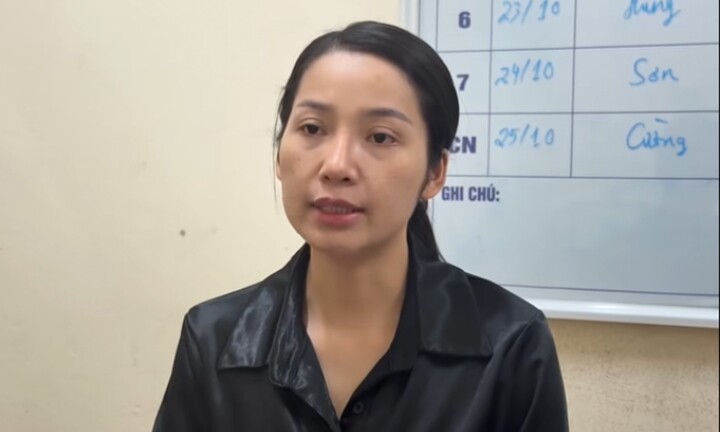 Lê Kim Anh tại cơ quan công an. (Ảnh: CACC)