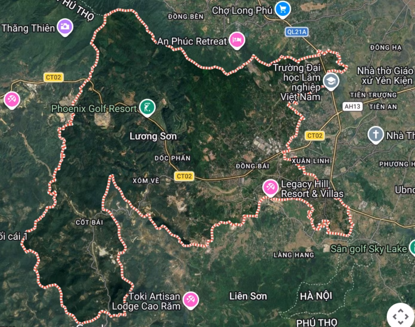 Xã Lương Sơn tỉnh Phú Thọ. Ảnh: Đức Anh chụp từ Google Maps.