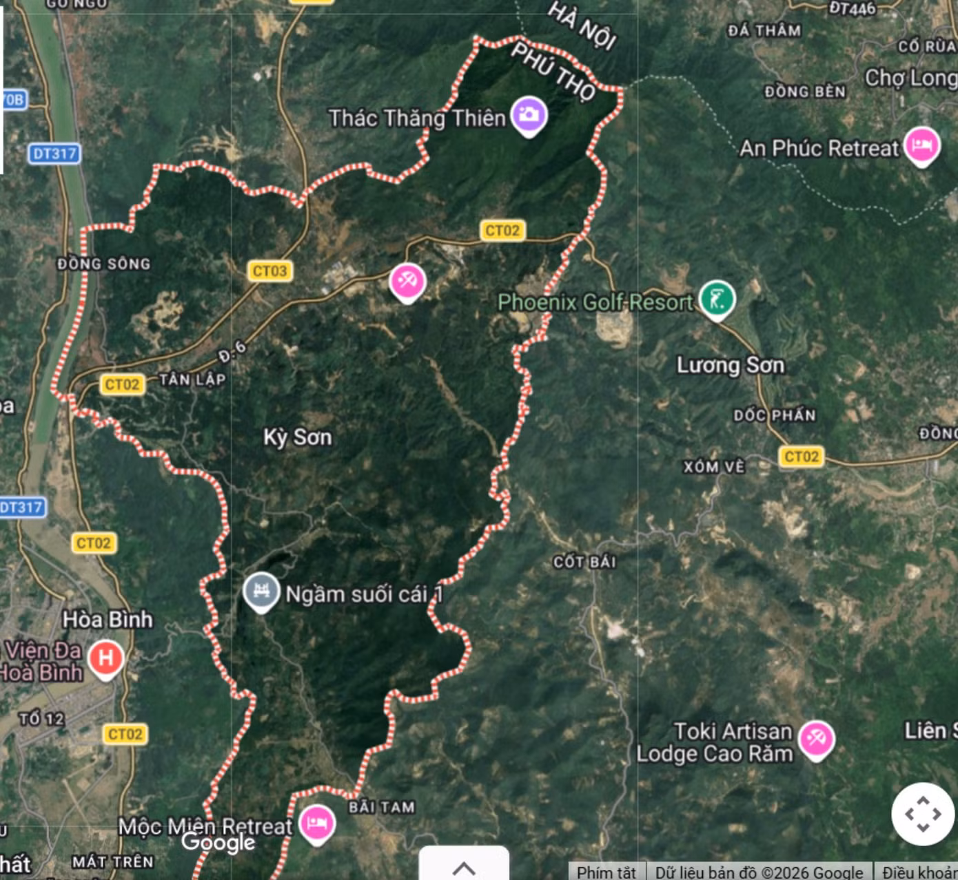 Phường Kỳ Sơn, tỉnh Phú Thọ. Ảnh: Đức Anh chụp từ Google Maps.