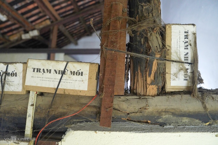 Nhà ông Trần Sơn bị mối đục ruỗng. Ảnh: Nguyễn Đông