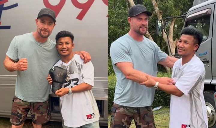 Rodtang tặng cặp găng cho nam diễn viên Chris Hemsworth