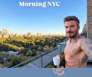 David Beckham cởi trần, uống cà phê sáng