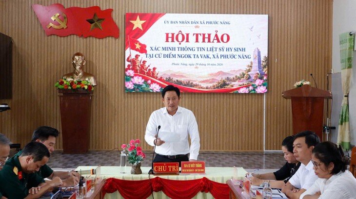Hội thảo xác minh thông tin liệt sĩ hy sinh tại cứ điểm Ngok Ta Vak. Ảnh: Ngọc Cường