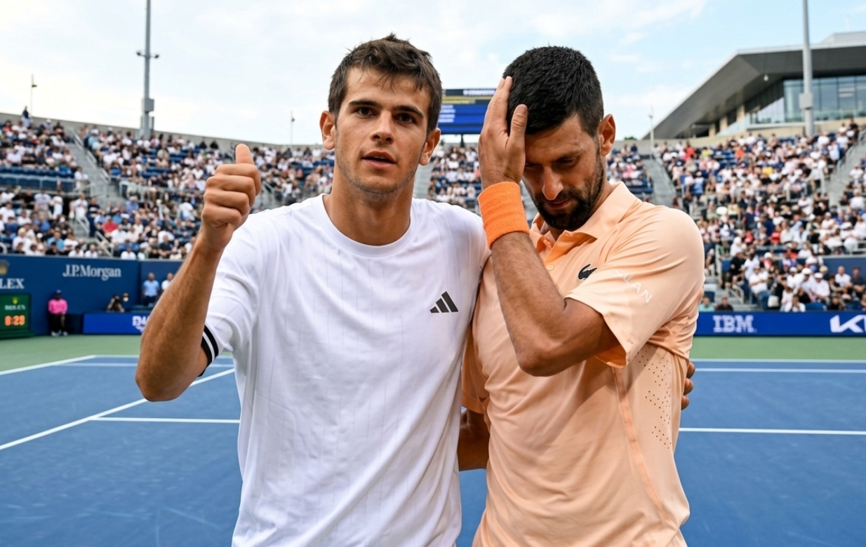 Djokovic (bên phải) đứng trước canh bạc sinh tử tại Paris Masters, khi nguy cơ lỡ chuyến tàu đến Turin ngày càng lớn