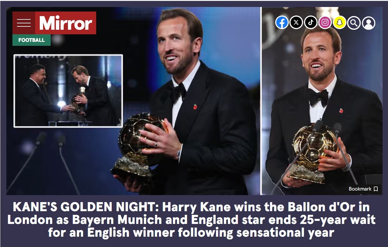 Harry Kane giành "Quả bóng vàng 2026": Báo chí Anh mở hội, gọi tên "Nhà vua" - 3