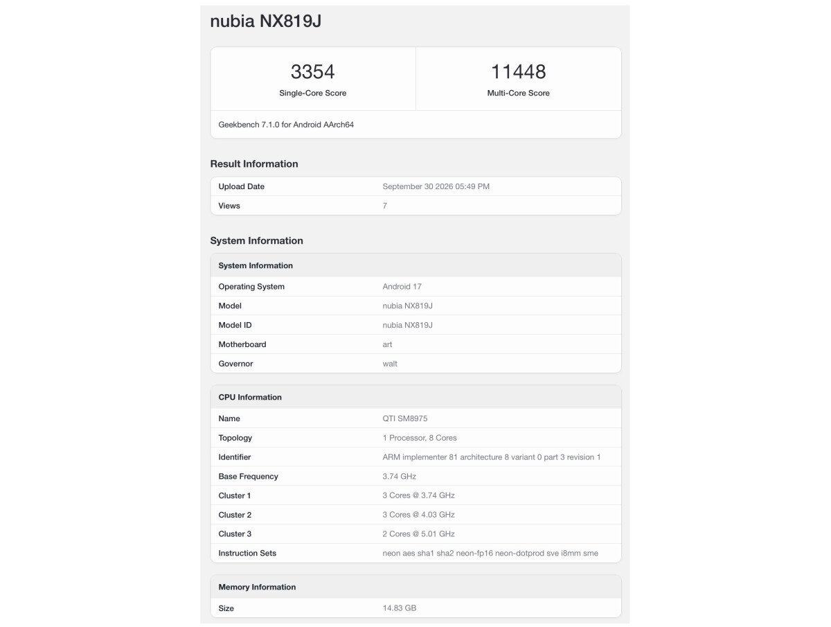 RedMagic 12 Pro+ lộ điểm Geekbench với chip mới và RAM 16GB - 2