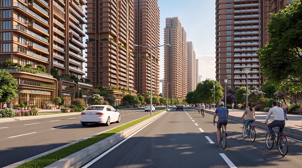 Đại lộ 60m mở rộng không gian giao thông và tiện ích đô thị.
