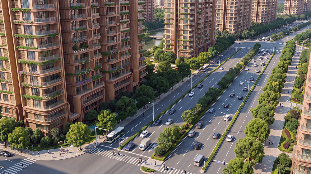 &nbsp;Phối cảnh đại lộ 60m với quy mô 4–10 làn xe tại Vĩnh Hưng