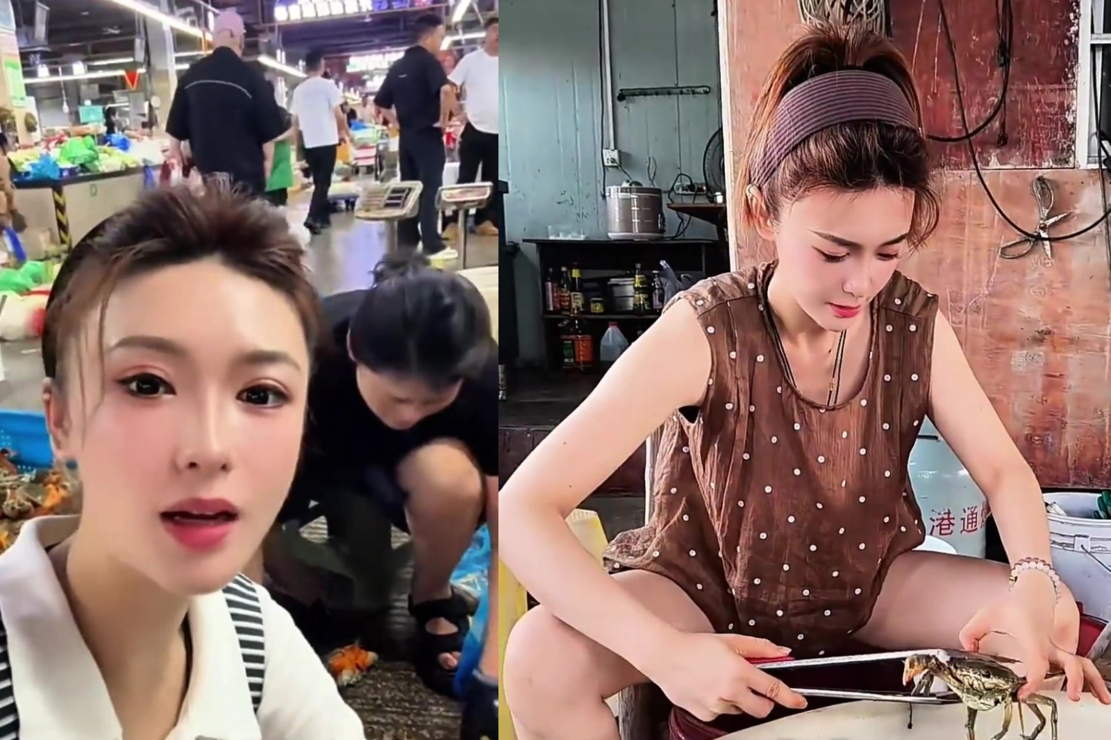 Nữ tiếp viên hàng không xinh đẹp quyết định rẽ hướng sang nghề bán cua. Ảnh: HK01
