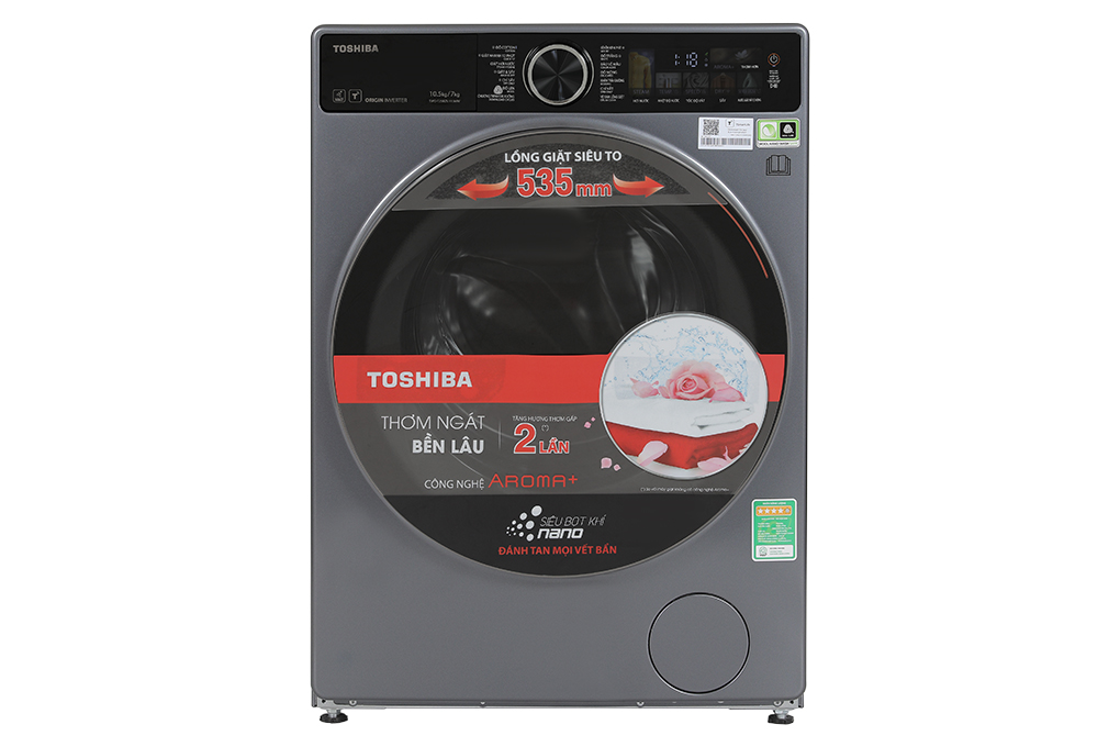 Máy giặt sấy Toshiba Inverter giặt 10.5 kg - sấy 7 kg TWD-T25BZU115MWV.