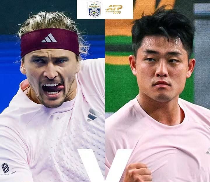 Zverev (bên trái) so tài với Wu Yibing