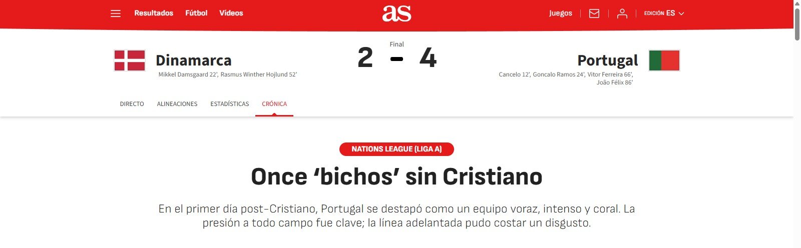 "11 quái thú khi&nbsp;không có Cristiano"&nbsp; - dòng tít của tờ AS
