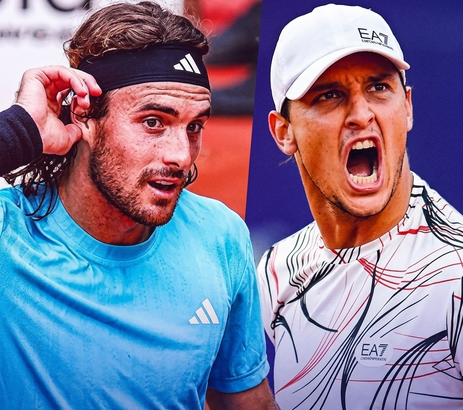 Tsitsipas (bên trái) khởi đầu thuận lợi tại Thượng Hải và có cơ hội nối dài đà khởi sắc khi chạm trán Darderi (bên phải)