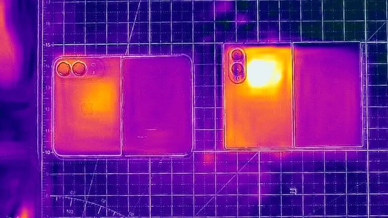 iPhone Duo và Galaxy Z Fold8 qua camera nhiệt.