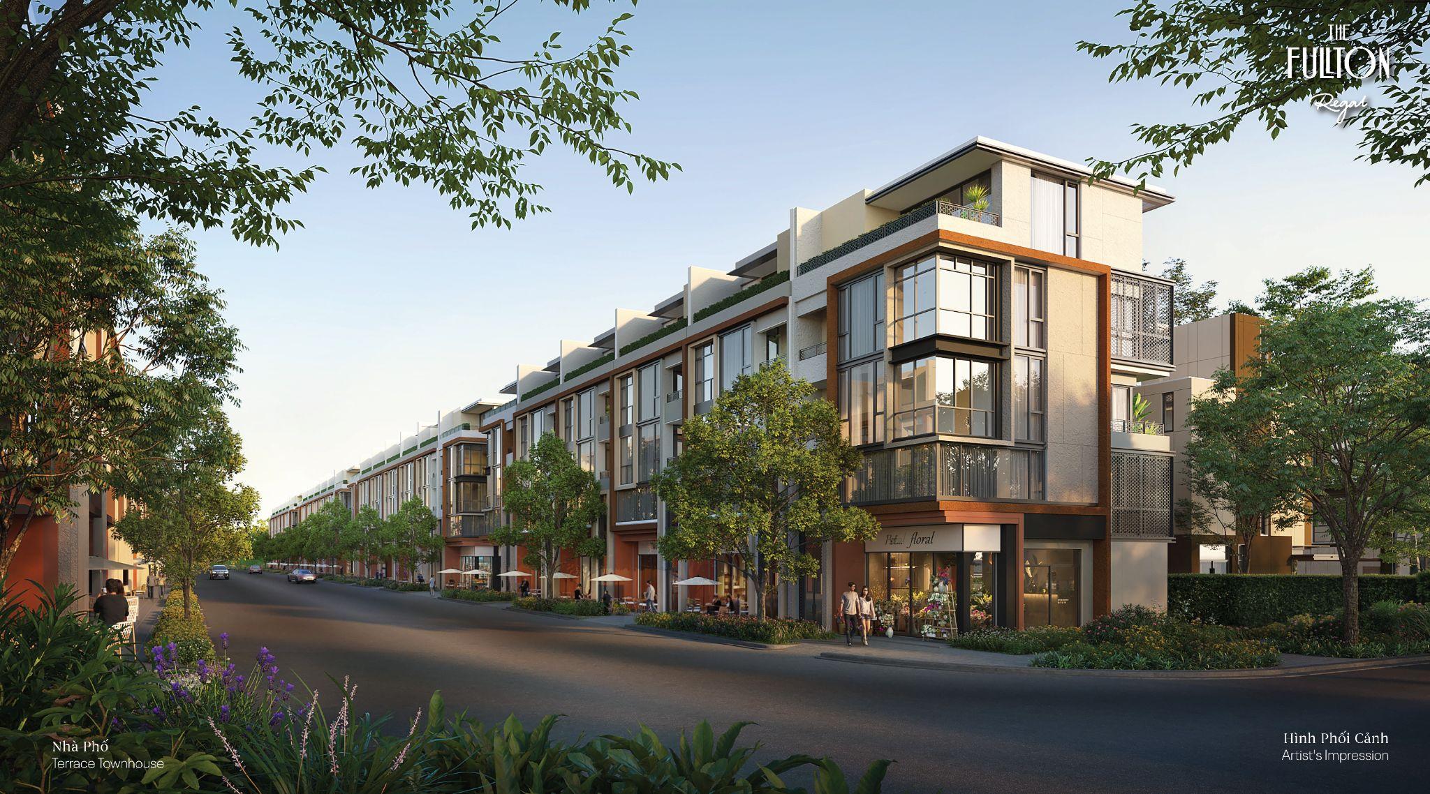 Không chỉ nâng tầm không gian sống bằng sự thoáng đãng vượt trội, hệ kính lớn tại Terrace Townhouse còn khẳng định lợi thế nhận diện hoàn hảo cho thương hiệu kinh doanh tại tầng trệt. Ảnh: CapitaLand Development Việt Nam