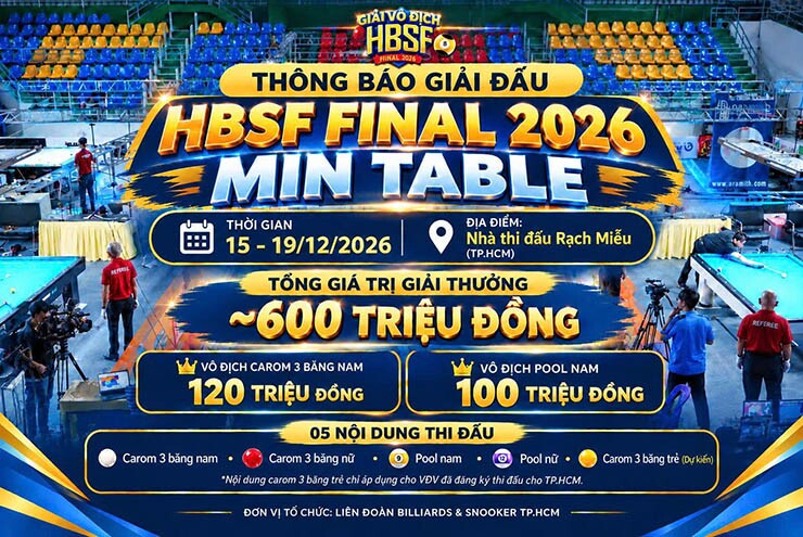 Trông đợi ngày diễn ra giải Billiards Vô địch HBSF Final 2026